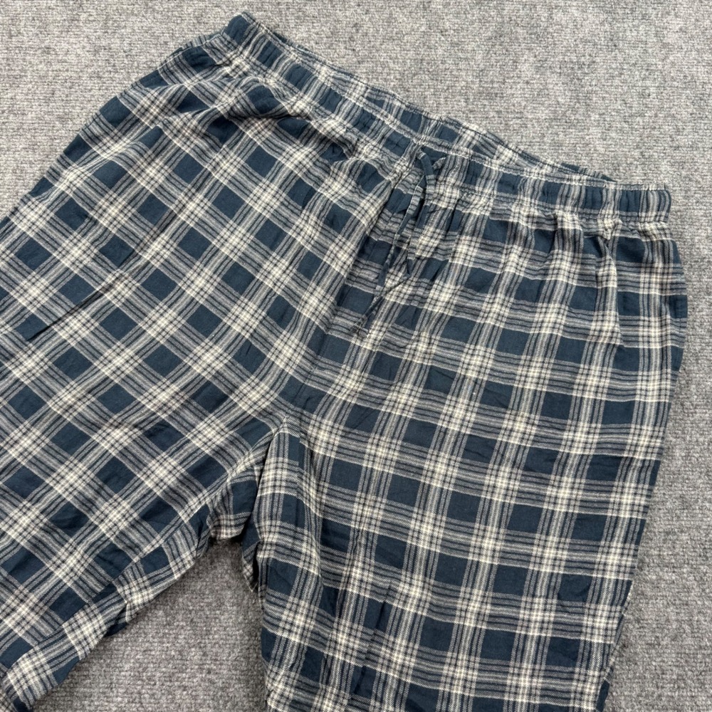 Lands' End Pajama Pants XL Tall Blue Plaid Cotton Flannel Mens